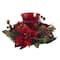 13" Poinsettia & Berry Candelabrum Artificial Arrangement